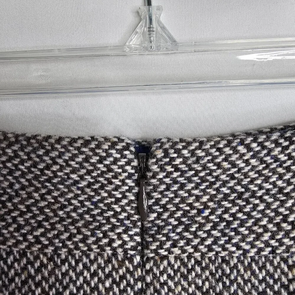 J. CREW Wool Tweed Skirt size 8 GRAY & BROWN Pencil Academia Preppy School Twee - Picture 7 of 7